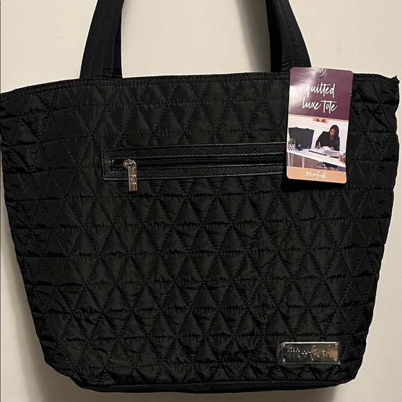 Fit and Fresh Black Quilted Tote/ insulated lunch bag with 6 storage containers - Picture 2 of 10
